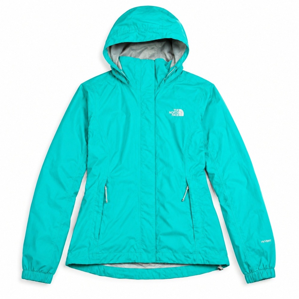 The North Face HyVent Hooded Waterproof Rain Jacket Aqua Women's Size S